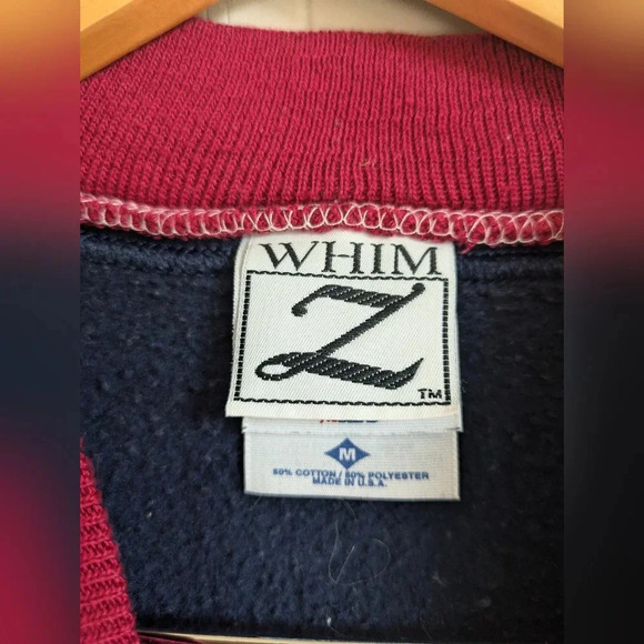 Whim Holiday Sweatshirt Navy size Medium Cats Squirrels Leaves 90s Vintage Grams - Picture 3 of 6